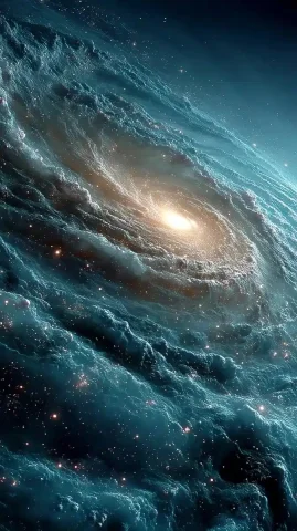 2D Cartoon Blue Galaxy — Midjourney v6 AI Prompt: A blue spiral galaxy with the center glowing white, centered in the frame. Anima...