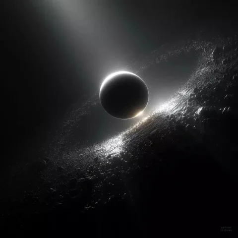 Cosmic Star and Void — Midjourney v6 AI Prompt: In the infinite void of the cosmos, where light fades into eternal silence, a so...
