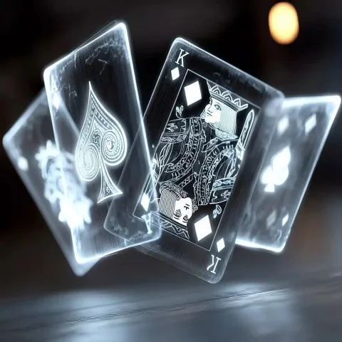 Neon Flying Playing Cards — Midjourney v6 AI Prompt: glowing playing cards flying in the air, neon style --chaos 20 --v 7 --stylize 7...