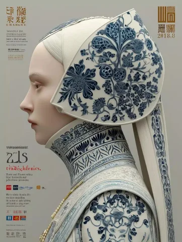 Surreal Model with Ceramics — Midjourney v6 AI Prompt: "This is a surreal representation of a foreign model with long, straight white h...
