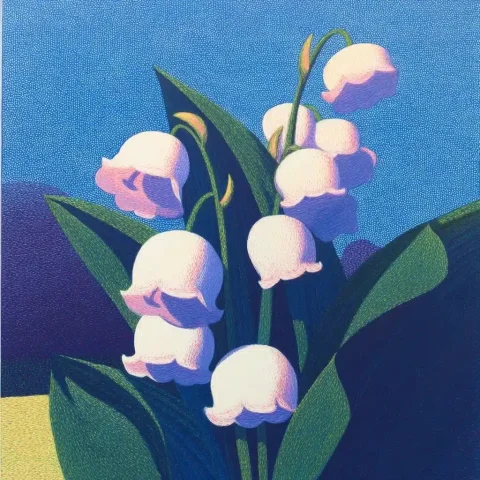Abstract Expressionist Lily — Midjourney v6 AI Prompt: An oil on canvas painting of a lily of the valley in an abstract expressionist s...
