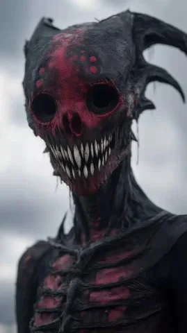 Realistic Alien Horror Portrait — Midjourney v6 AI Prompt: A realistic half-body portrait of a nightmarish alien-like creature with charred...