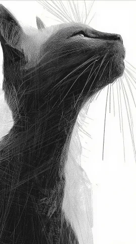 Manga-Style Cat Double Exposure — Midjourney v6 AI Prompt: Epic double exposure black and white manga-style of a European Cat. Powerful, dy...