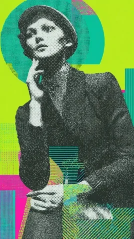 Pop-Art Smart Contract Icon — Midjourney v6 AI Prompt: Person with smart contract icon, green and pink pop-art style, circular geometri...