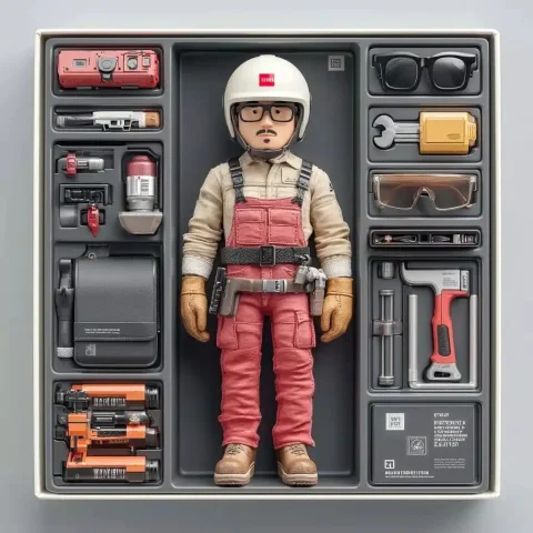 Collectible Action Figure Packaging — Midjourney v6 AI Prompt: Genera la imágen de una figura de acción coleccionable en un empaque moderno y m...