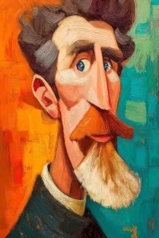 Modigliani Bearded Man Portrait — Midjourney v6 AI Prompt: portrait of a bearded man by amedeo modigliani, in the style of charming charact...