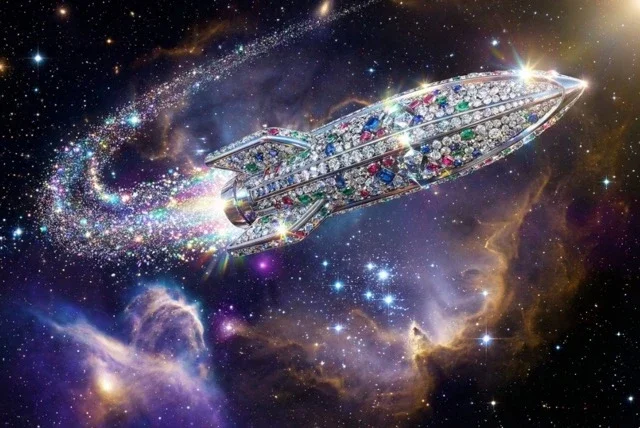 A Sleek Rocket Ship Soaring Through Deep Space, Every Surface