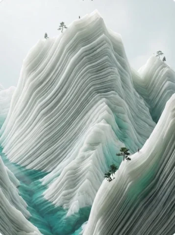 A Vertical 3D Masterpiece Art The Peaks, Neo-Chinese Style. The — Nano Banana Pro AI Prompt: A vertical 3D masterpiece art "The Peaks", Neo-Chinese style. The landscape is a...