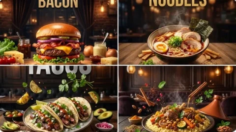 Create A High-End Food Advertising Poster In A Dark, Moody — Nano Banana Pro AI Prompt: Create a high-end food advertising poster in a dark, moody restaurant atmosphere...