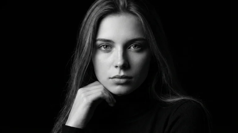 Master_Prompt: Scene_Type: Ultra-Realistic Cinematic Monochrome Portrait Photography, Reference_Requirement: Identity_Match: Precisely