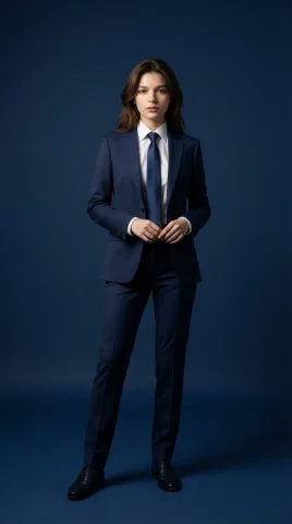 Create A Picture Of Business Woman/Man Of The Uploaded Person — Nano Banana Pro AI Prompt: Create a picture of business woman/man of the uploaded person wearing a deep nav...