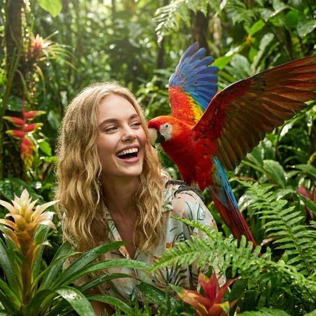 A Tropical Forest Photo Shows The Person Attached In The