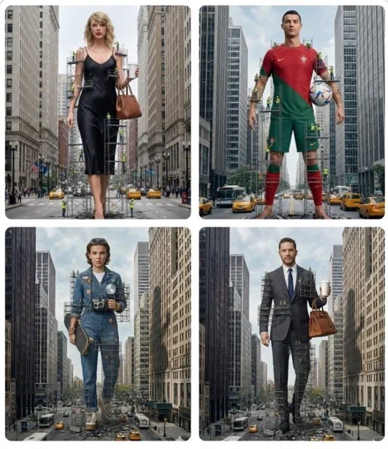 A Colossal Woman Standing In A City Street, Appearing To