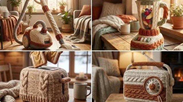 An Object Rendered As If Entirely Hand-Knitted From Chunky Wool
