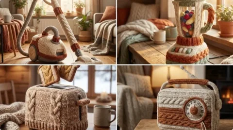 An Object Rendered As If Entirely Hand-Knitted From Chunky Wool — Nano Banana Pro AI Prompt: An [OBJECT] rendered as if entirely hand-knitted from chunky wool yarn, impossib...
