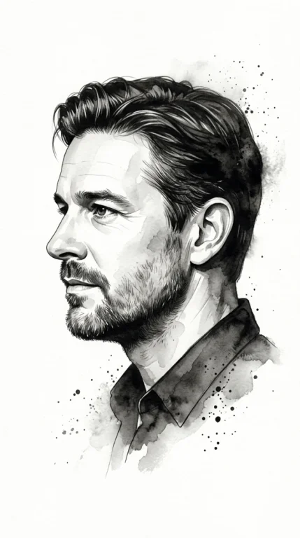 Transform The Input Photo Into A Refined Monochromatic Ink Portrait