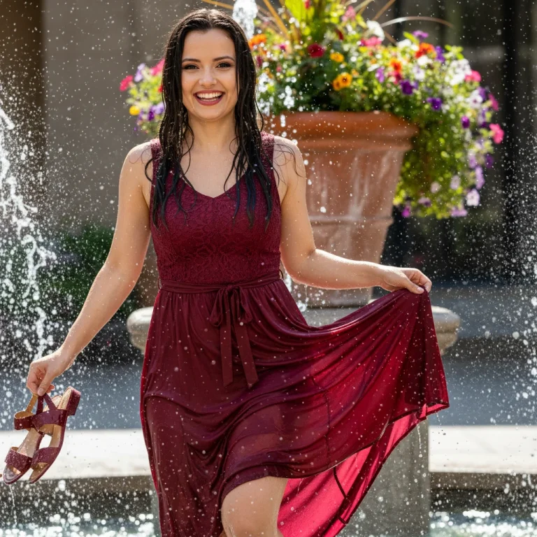 A Young, Cheerful Woman Is Captured In A Fun And