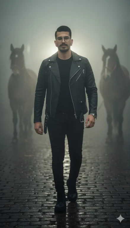 A Cinematic And Realistic Scene Featuring A Man Wearing A