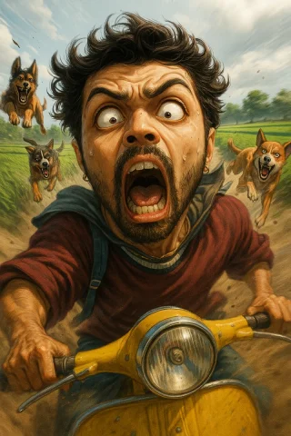 Ultra-Realistic 4:5 Vertical Format Fisheye Selfie Of Me Riding A — Nano Banana Pro AI Prompt: Ultra-realistic 4:5 vertical format fisheye selfie of me riding a yellow vintag...
