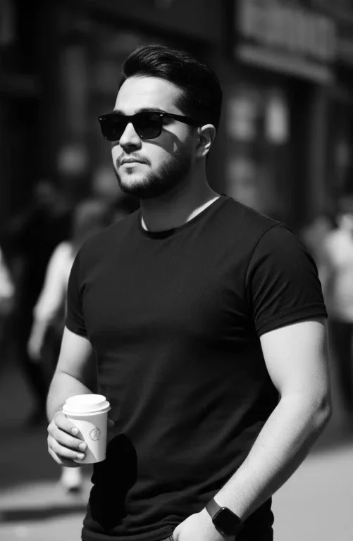 A Realistic Black And White Street Photography Portrait Of A