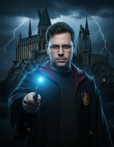 An Epic, Cinematic Fantasy Photograph, Capturing A Male Figure As — Nano Banana Pro AI Prompt: An epic, cinematic fantasy photograph, capturing a male figure as a young wizard...