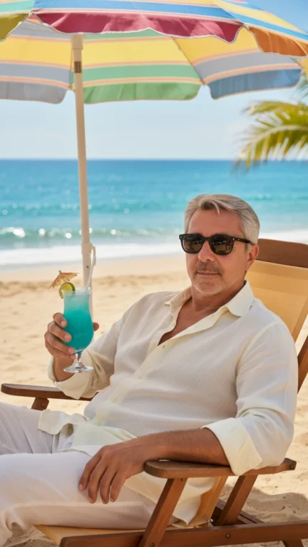 Retrato De (Seu Nome) Sentado Em Uma Cadeira De Praia