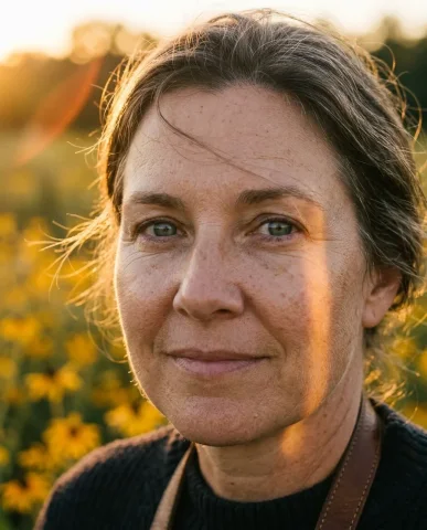 Sunset Flower Field Portrait 2 — Nano Banana AI Prompt: Warm cinematic color grading with lifted shadows and faded highlights. --ar 4:Ci...