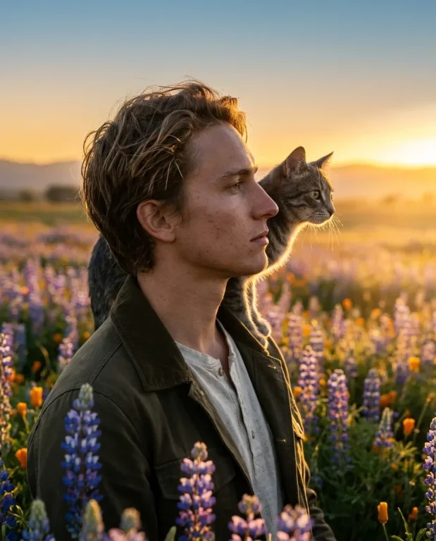 Wildflower Field with Cat 5