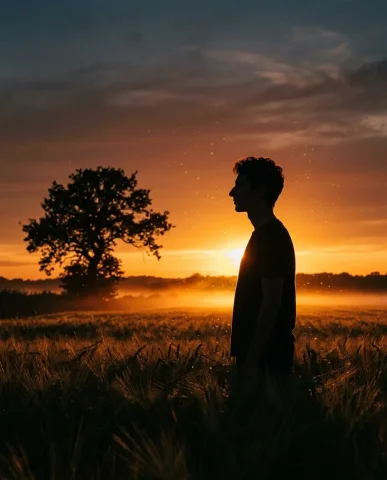 Golden Hour Mist Field Portrait 4 — Nano Banana AI Prompt: The air is thick with low-hanging mist and diffused pollen haze, creating soft g...