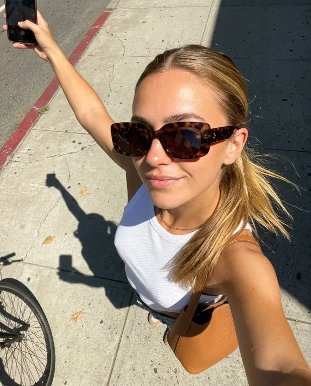 Oversized Sunglasses High-Angle Street Selfie 1