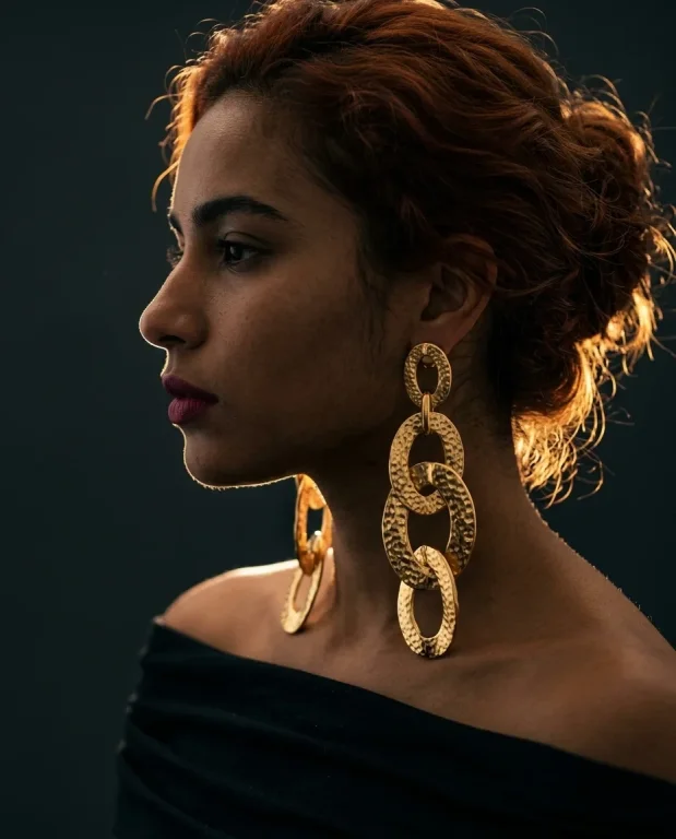 Valentino Style Gold Statement Earrings Portrait 4