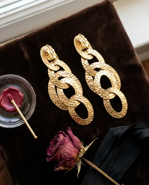 Valentino Style Gold Statement Earrings Portrait 7