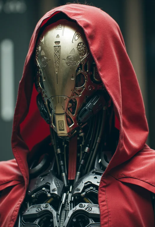 A Futuristic Cybernetic Warrior Clad In A Sleek, High-tech E...