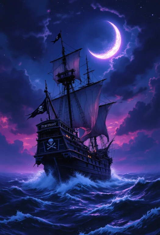 A Cinematic And Vibrant Illustration Of A Menacing Pirate Sh...