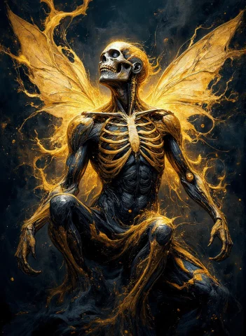 Dxdrg, Masterpiece, Full Body Portrait Of A Fairy, Skeleton,... — Stable Diffusion AI Prompt: DxDRG, masterpiece, full body portrait of a fairy, skeleton, wing skeleton and a...