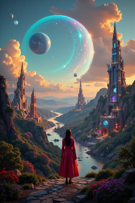 A Futuristic Planetary City Beautiful Landscape Photo, Photo...