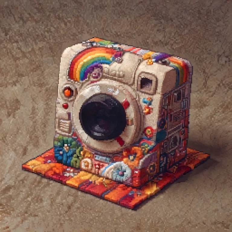 High-resolution Photograph Of A Single 1970s Instant Camera...