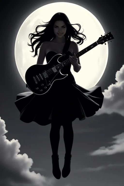 Marceline Adventure Time Floating Mid-air Under A Glowing Fu...