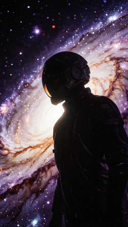 100. Abstract Spacefarer Silhouette, Gazing Into Cosmic Void...
