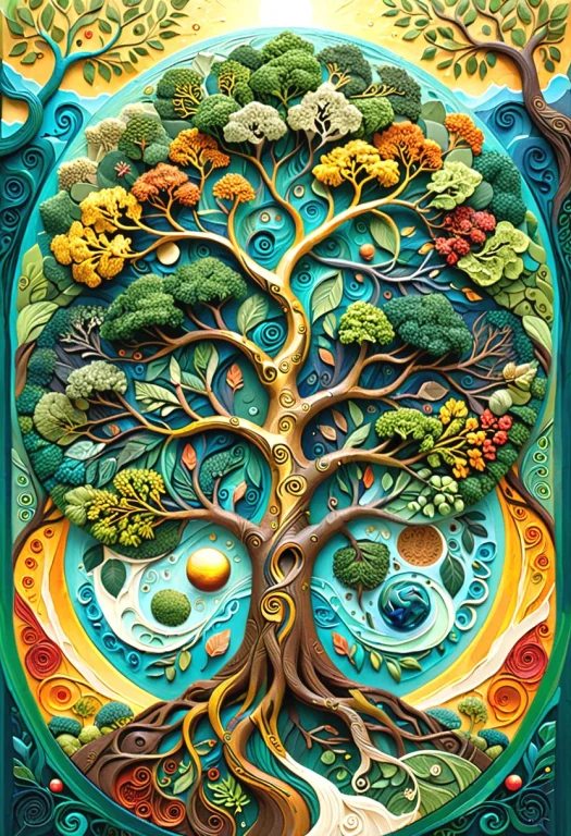 Carving Style Artwork, Impasto Style Painting Of Earth Depic...