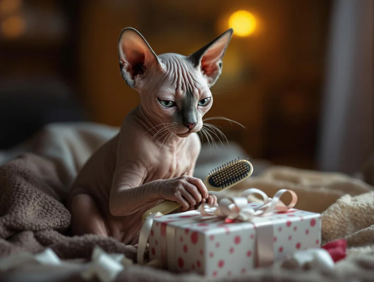 Ultra-realistic Photo Of A Hairless Peterbald Cat Sitting In...