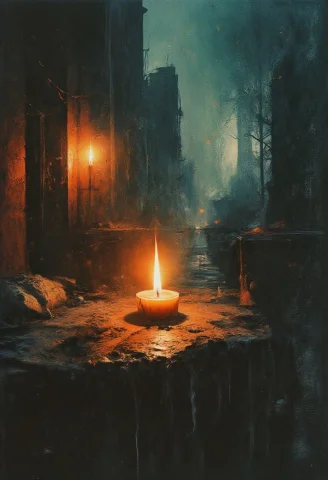Oil On Dirty Gauze , Those Who Go To Bed Have A Good Nights... — FLUX AI Prompt: Oil on dirty gauze , those who go to bed have a good night's sleep , residential...
