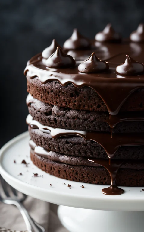 Cinematic Film Still Chocolate, Chocolate Cake, Dark Backgro...