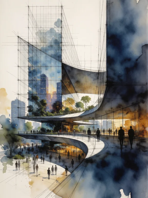 A Sophisticated Concept Art Illustration Of A Contemporary A...