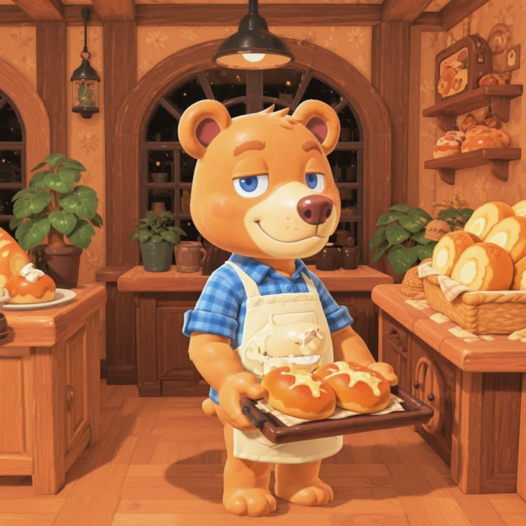 Acnhstyle, Male, Solo, Anthro, Brown Bear, Tan Muzzle, Round...