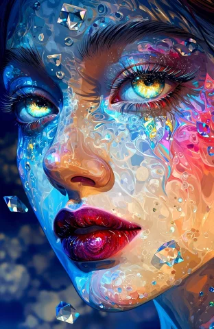 An Extreme Close-up Of A Womans Face In A Breathtaking Surre... — Stable Diffusion AI Prompt: An extreme close-up of a woman's face in a breathtaking surreal portrait, where...