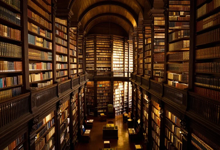A Sprawling Library With Cathedral-high Shelves, Hyperrealis...