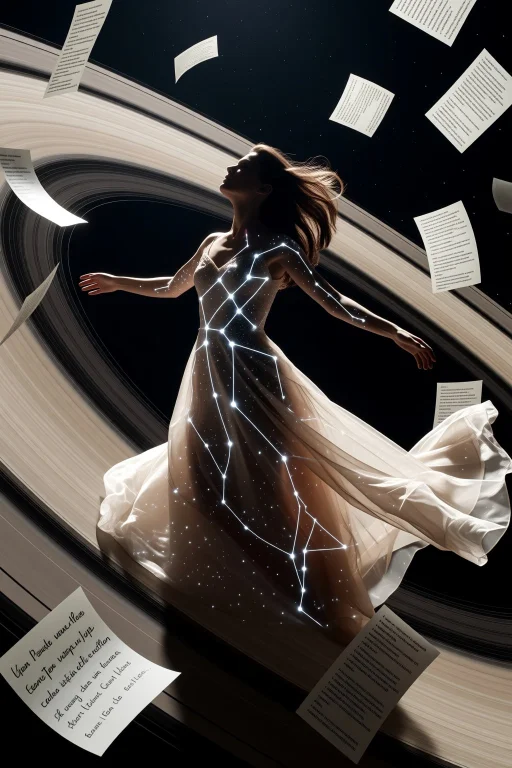 Mid-shot Of A Woman Floating In Zero Gravity, Surrounded By...