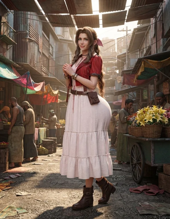 Please Generate Image Of Realistic Aerith Gainsborough, In H...