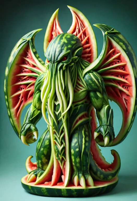 Ral-wtrmln, Cthulhu, Extremely Detailed, Menacing, Angry, Ma...